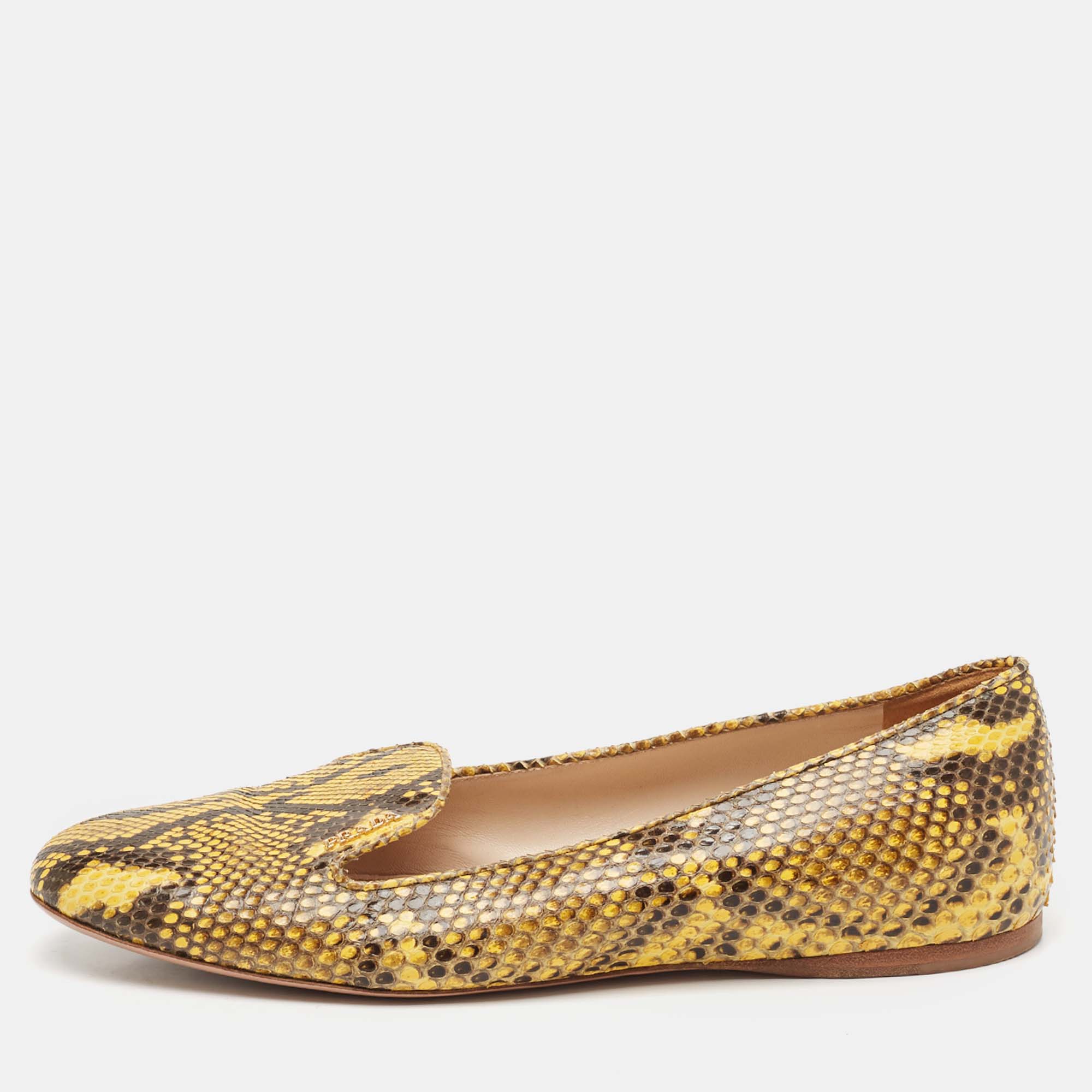 Prada Two Tone Snakeskin Smoking Slippers Size 40
