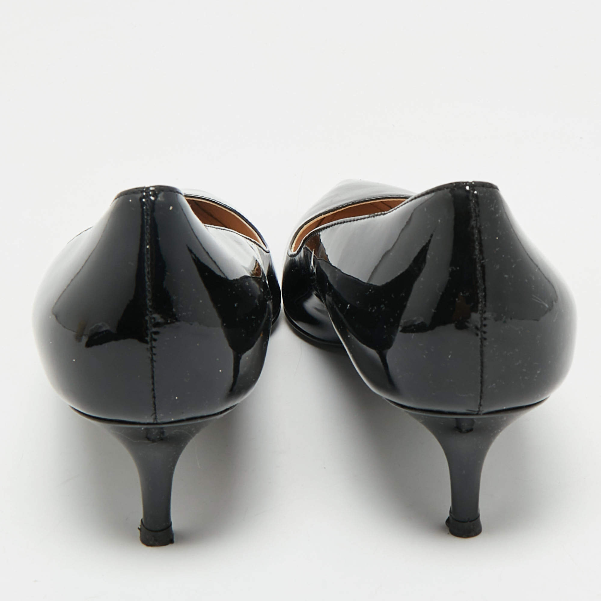 Pre Owned Prada Black Patent Leather Pointed Toe Pumps Size  38