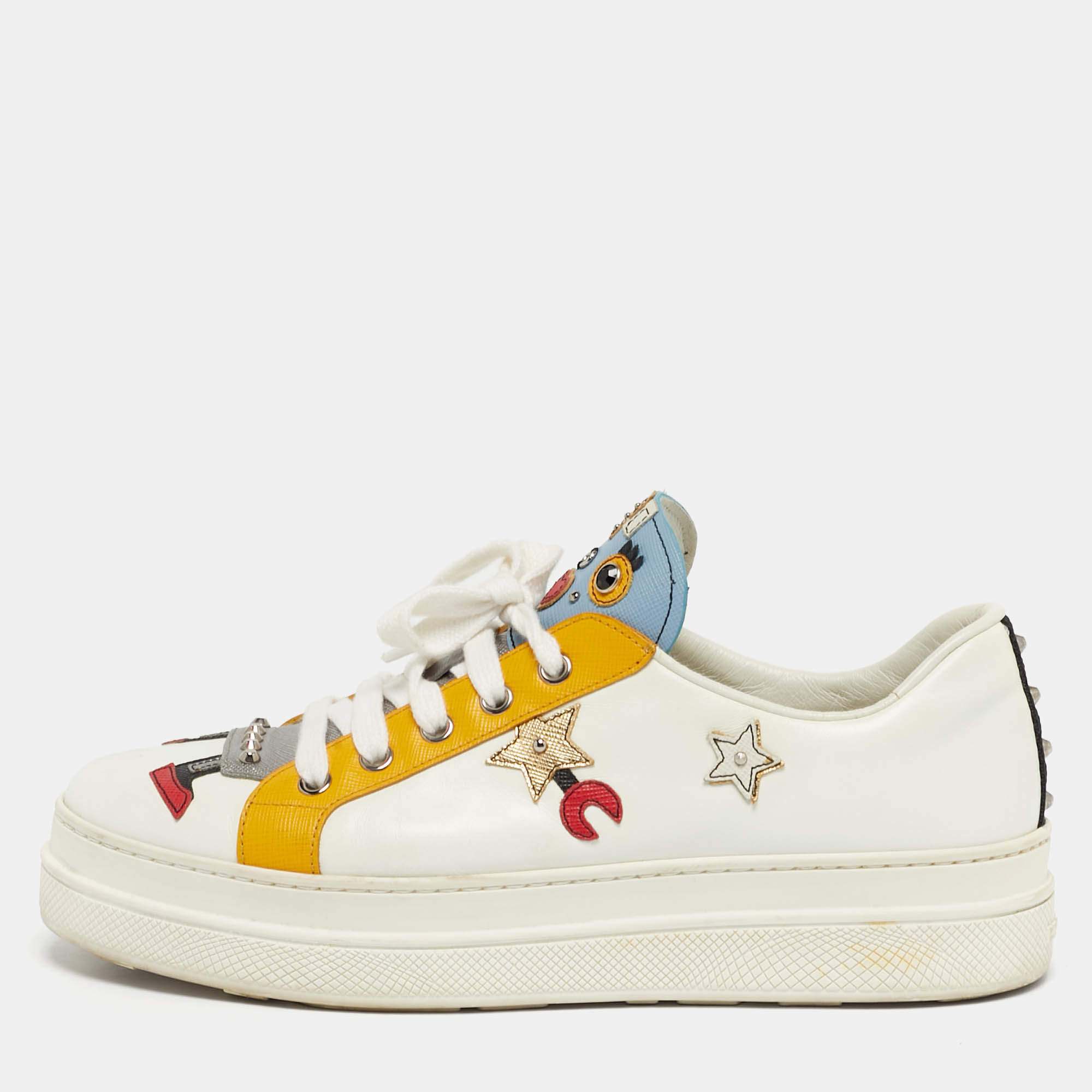 مملوكة مسبقًا Prada Multicolor Leather Macro Low Top Sneakers Size 39.5