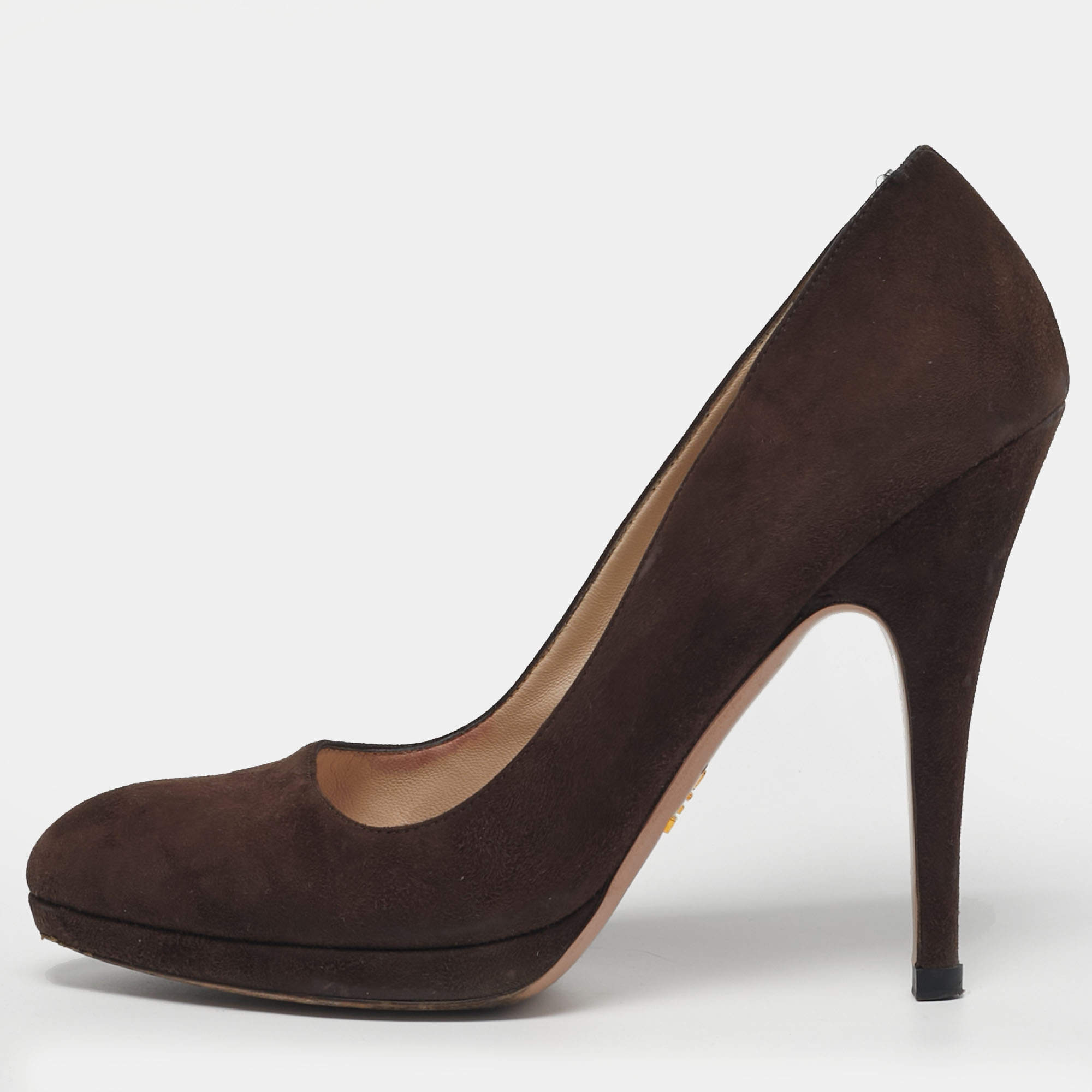 مملوكة مسبقًا Prada Size 40 Brown Suede Platform Pumps
