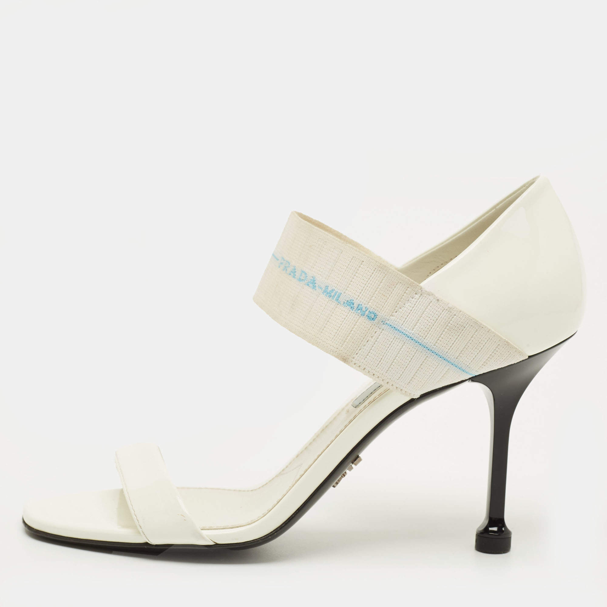 مملوكة مسبقًا Prada Size 36.5 White Patent Leather Elastic Strap Pumps