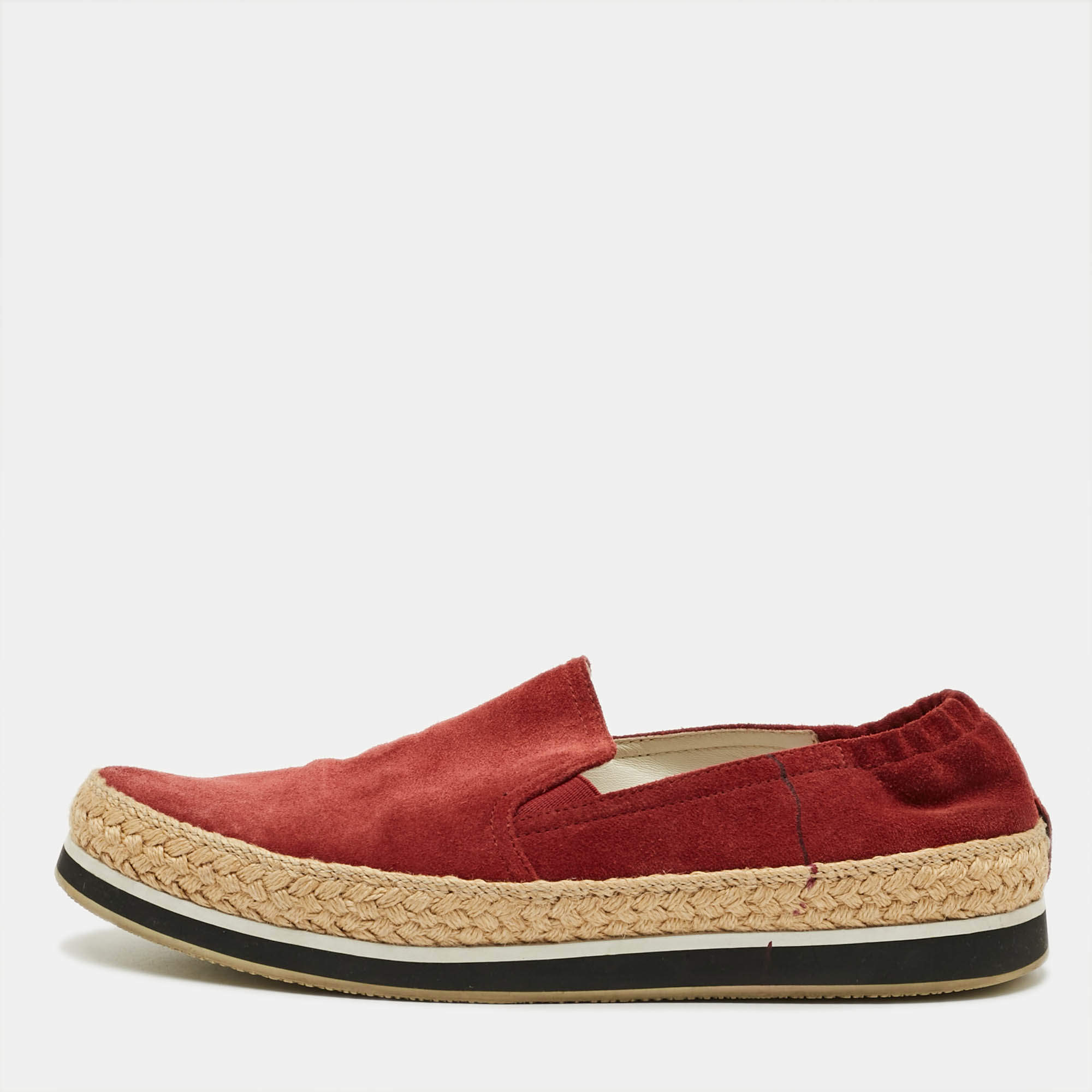Pre Owned Prada Linea Rossa Size 39.5 Red Suede Espadrille Flats