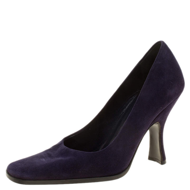 prada purple suede pumps