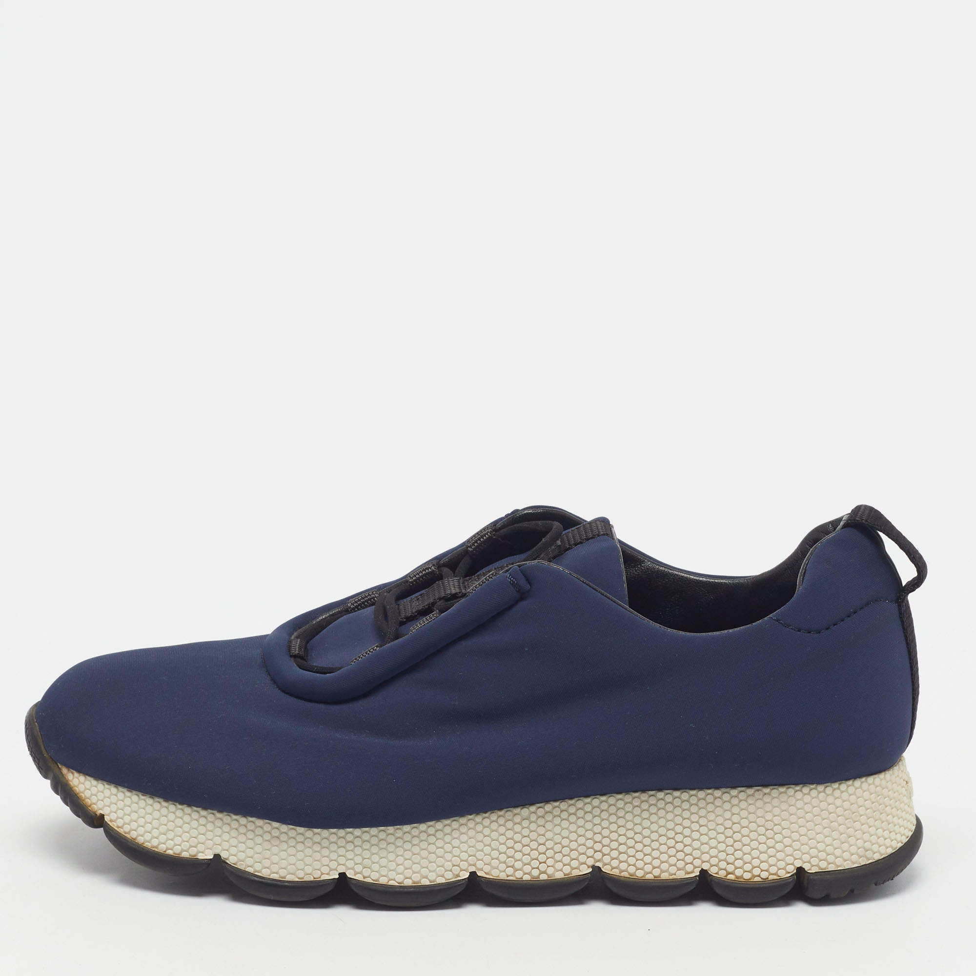 Pre Owned Prada Size 38 Blue Nylon Lace Up Sneakers