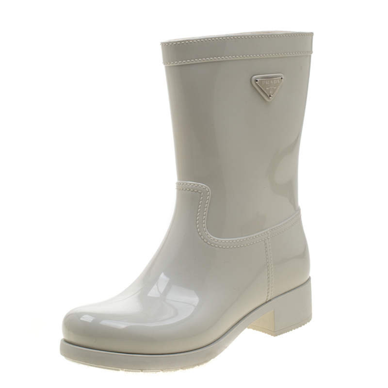 White Rubber Clay Rain Boots Size 