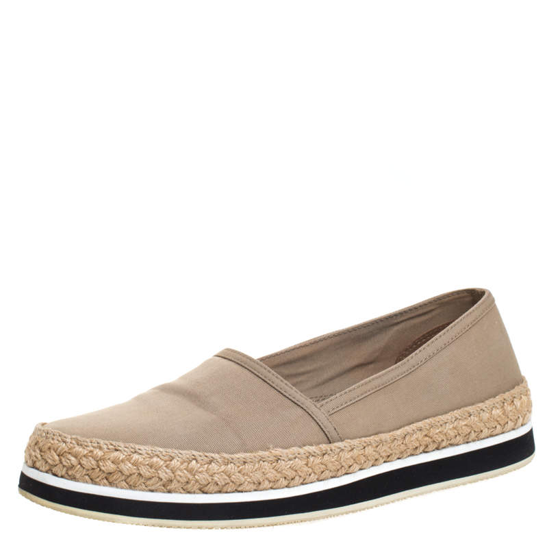 Pre Owned Prada Sport Grey Canvas Slip on Sneakers Size 37.5