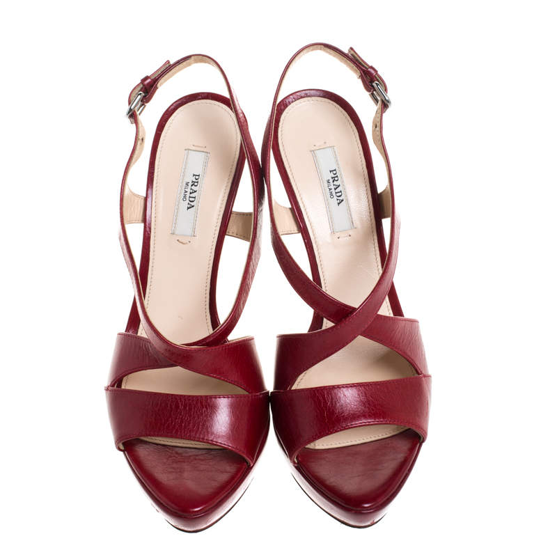 prada red platform sandals