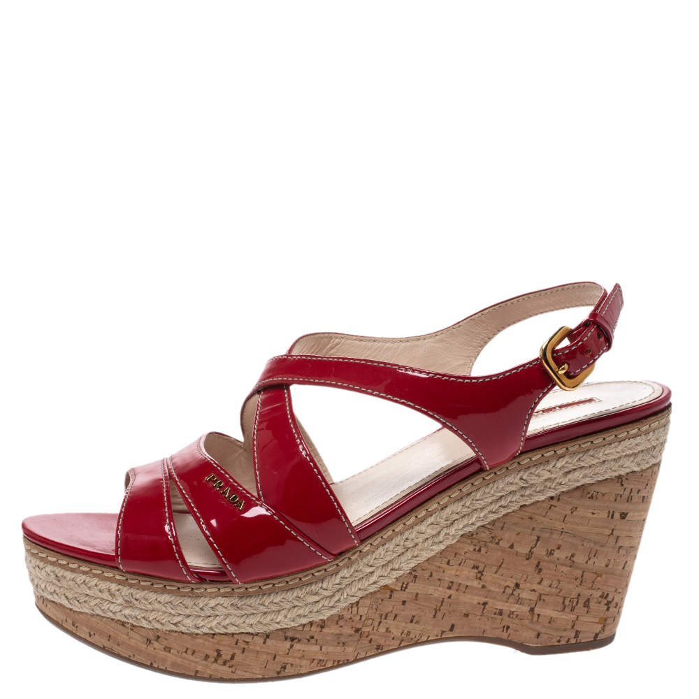 prada red wedges