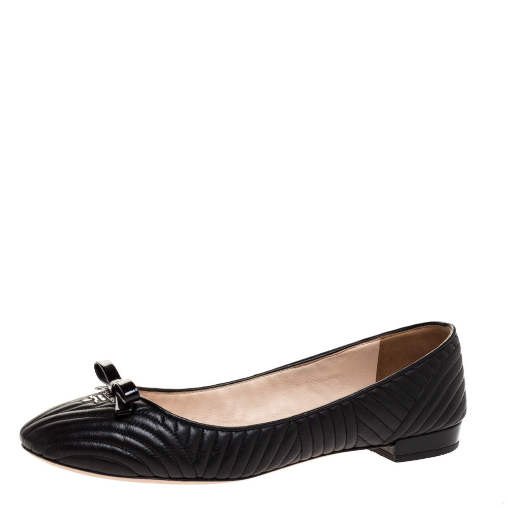 Prada Black Quilted Leather Ballet 