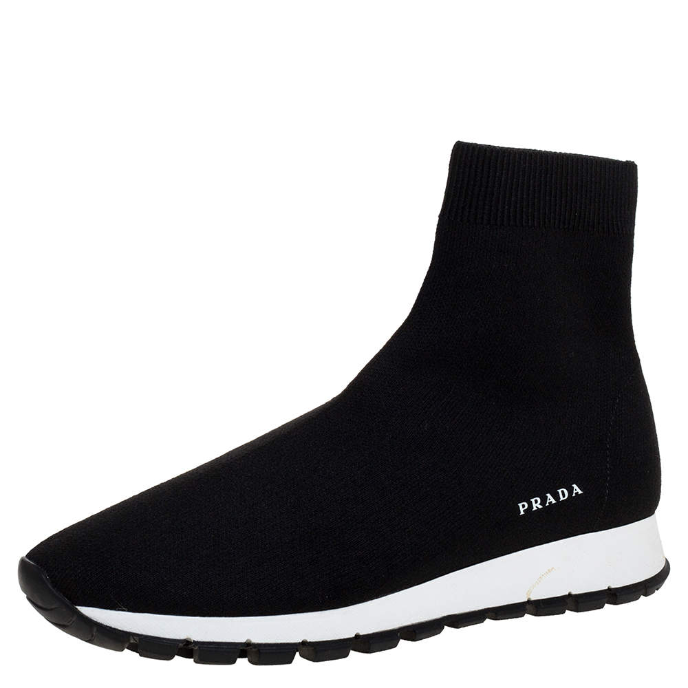 Prada Black Knit Fabric High Top Slip On Sneakers Size 37 Prada | The ...