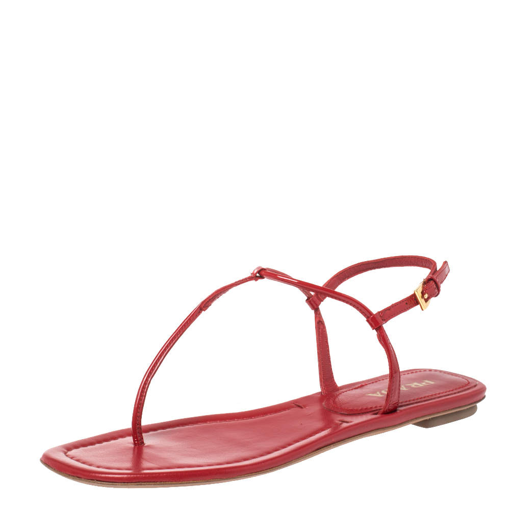 Prada Red Patent Leather Thong Sandals Size 38 Prada | The Luxury Closet