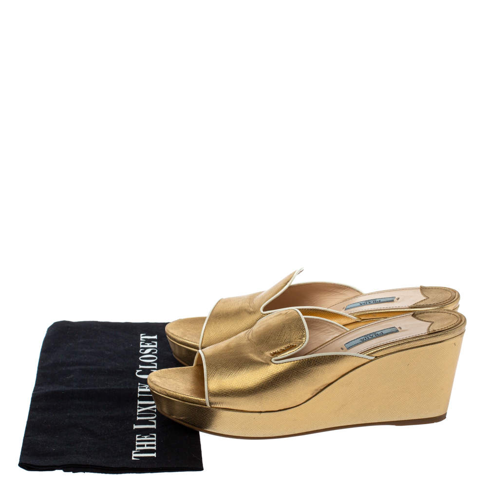 prada gold platform sandals