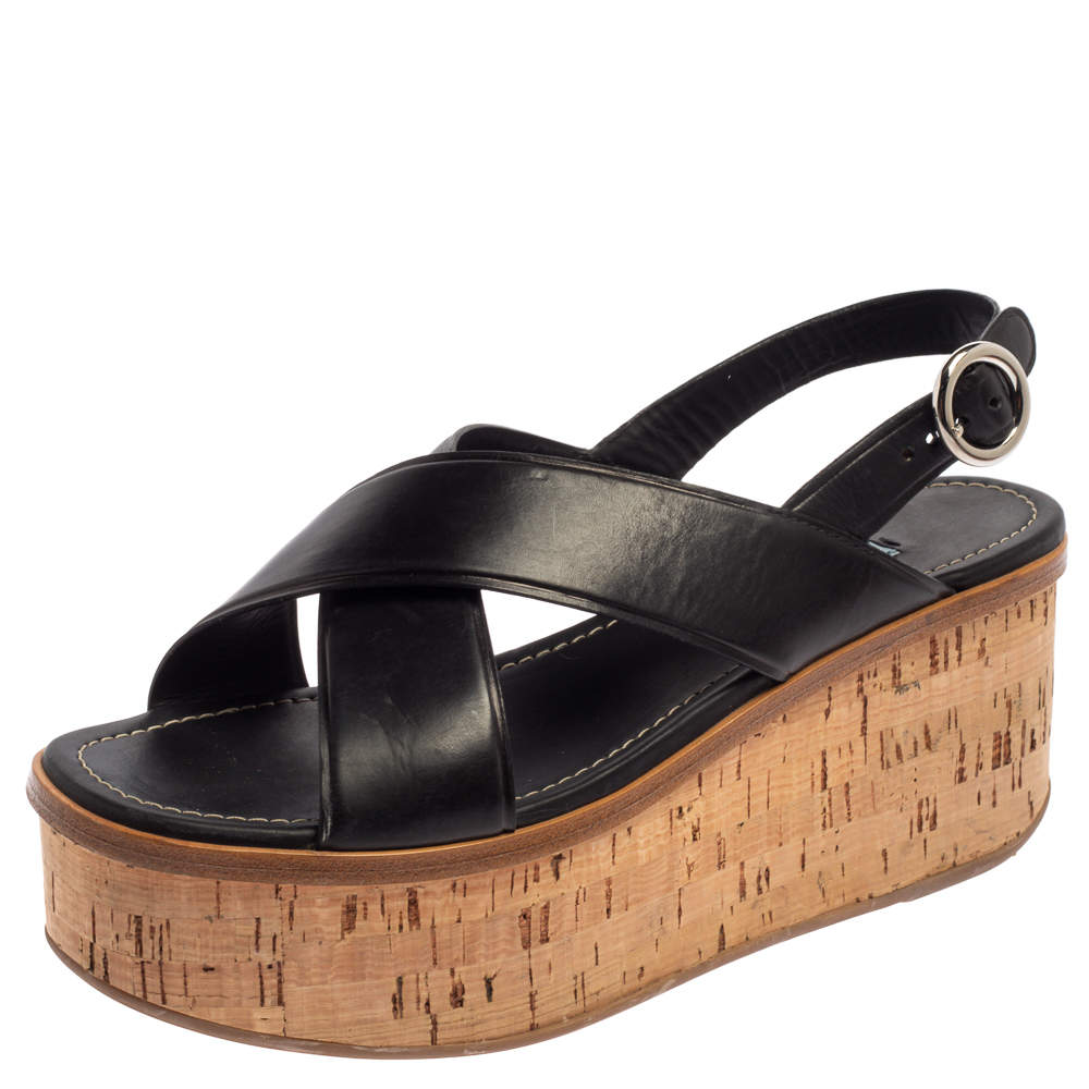 prada black wedge sandal