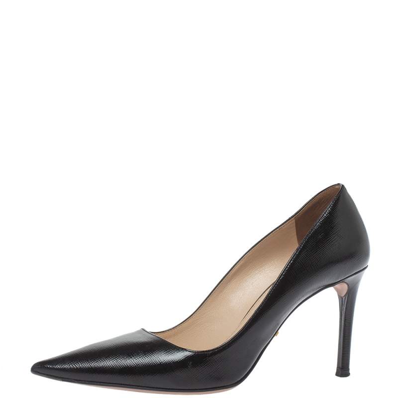 Prada Black Leather Pointed Toe Pumps Size 36
