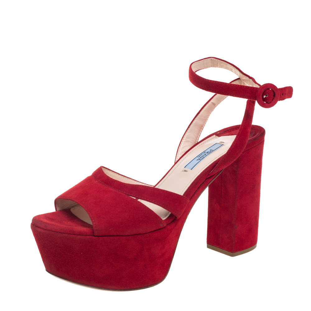 prada red platform sandals