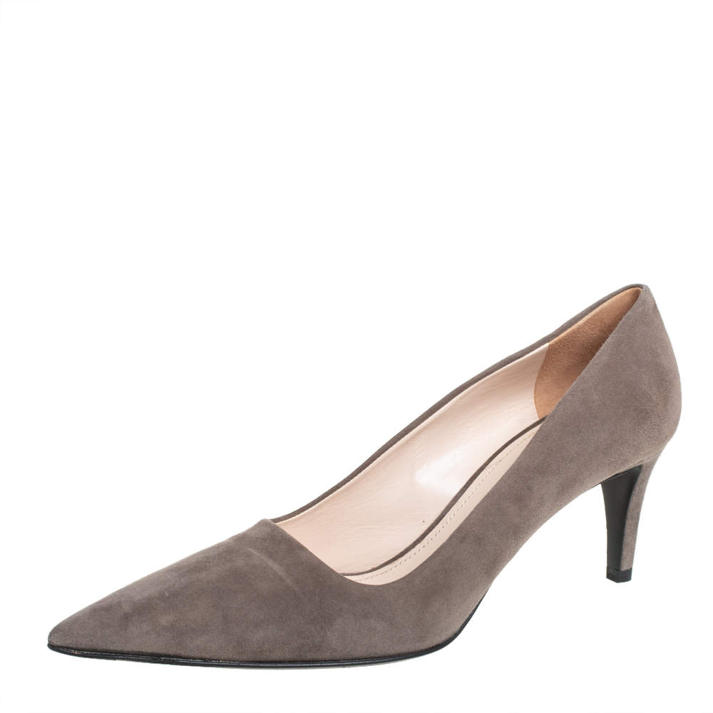 Pre Owned Prada Brown Suede Pointed Toe Pumps Size 38