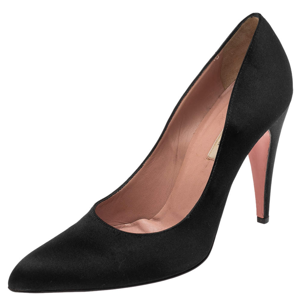 Pre Owned Prada Black Satin  Pointed Toe Pumps Size 40