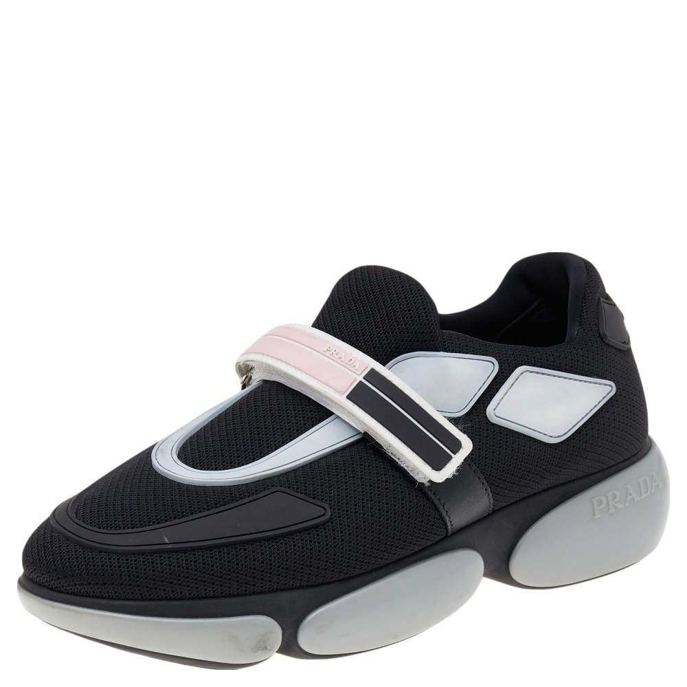 Prada Black Mesh And Rubber Cloudbust Velcro Strap Low Top Sneakers Size 36  Prada | TLC