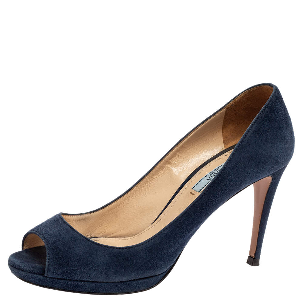 Navy peep toe clearance pumps