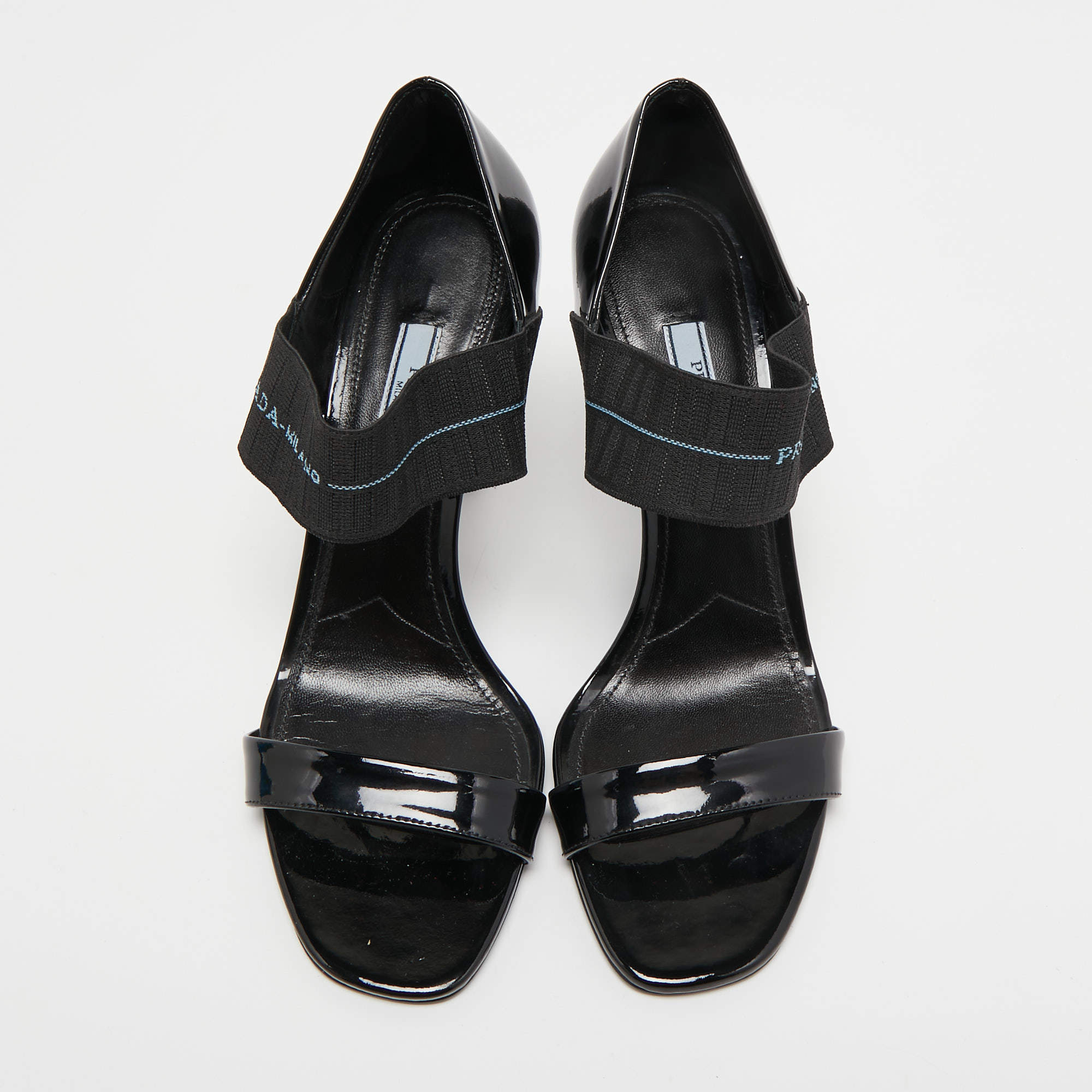 Prada elasticated on sale logo strap sandals