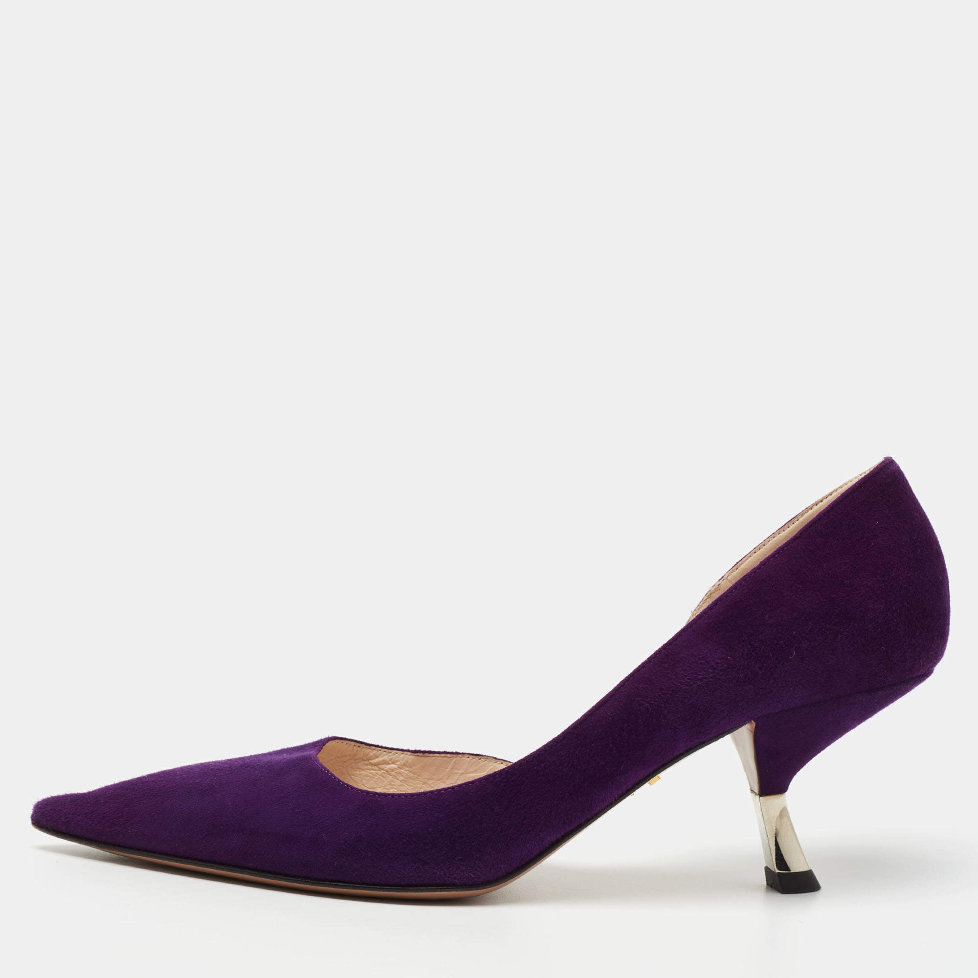 Pre Owned Prada Purple Suede D'orsay Pumps Size 39