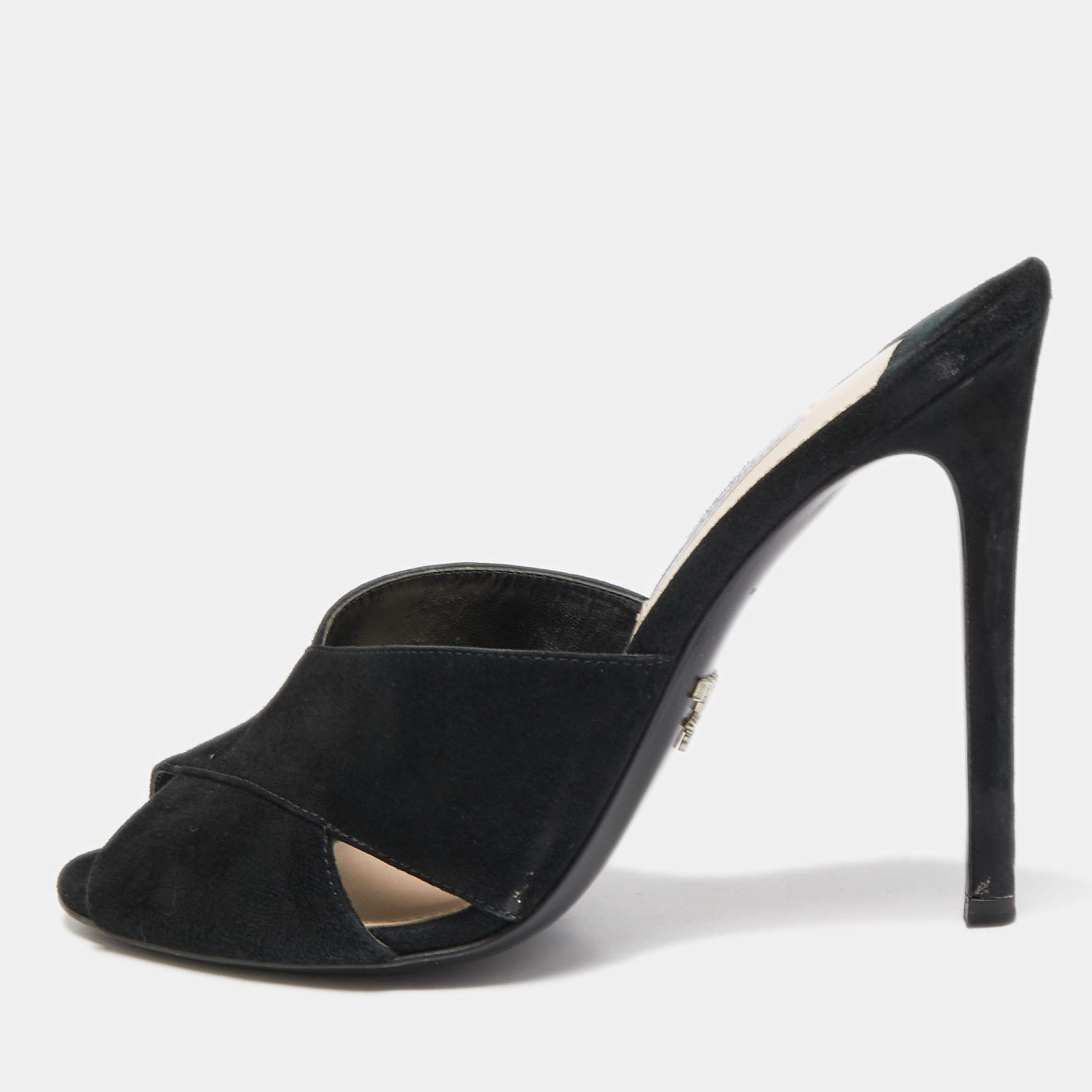 Prada black shop suede mules