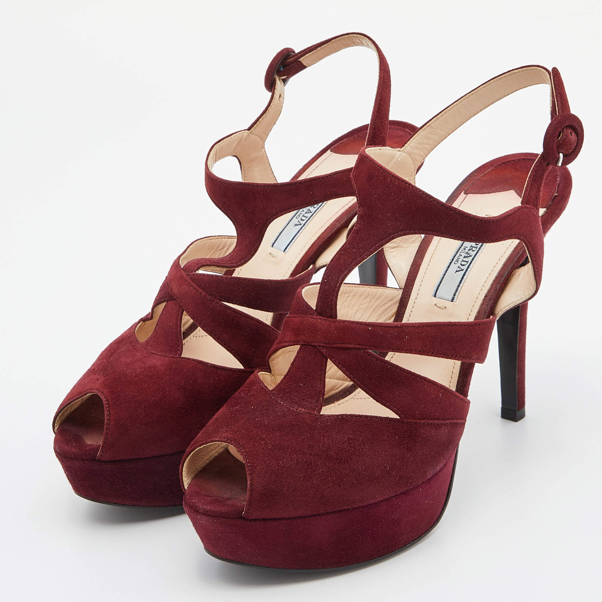 Prada red clearance platform sandals