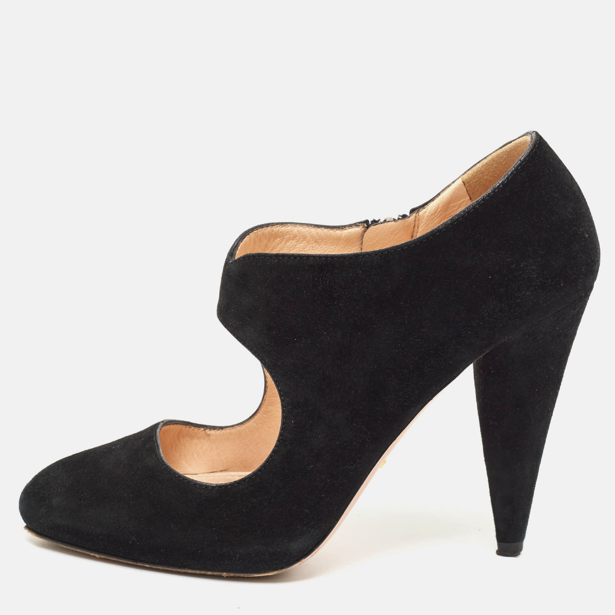 Pre Owned Prada Black Suede Mary Jane Pumps Size 36