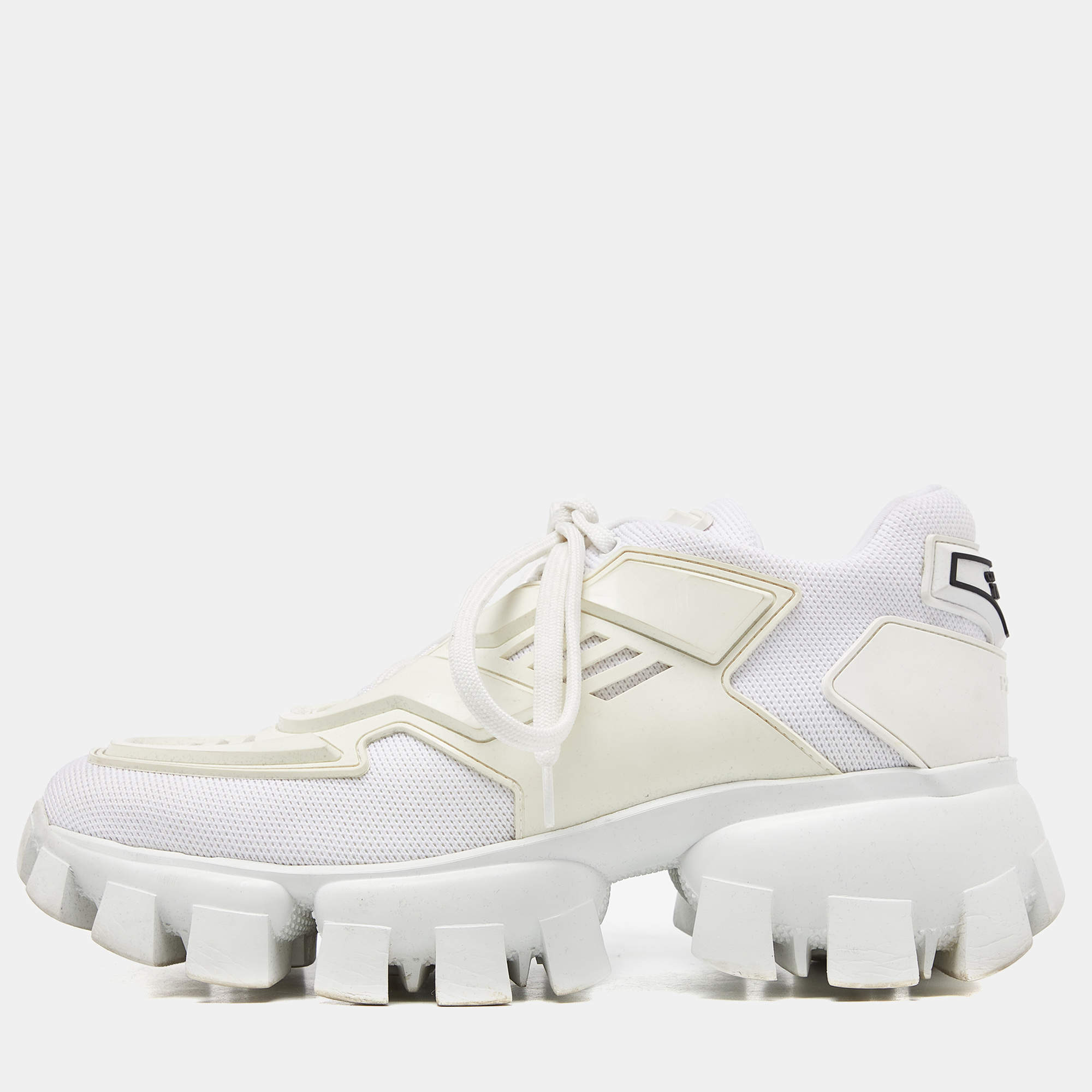 Prada White Mesh And Rubber Cloudbust Thunder Low Top Sneakers Size 36.5