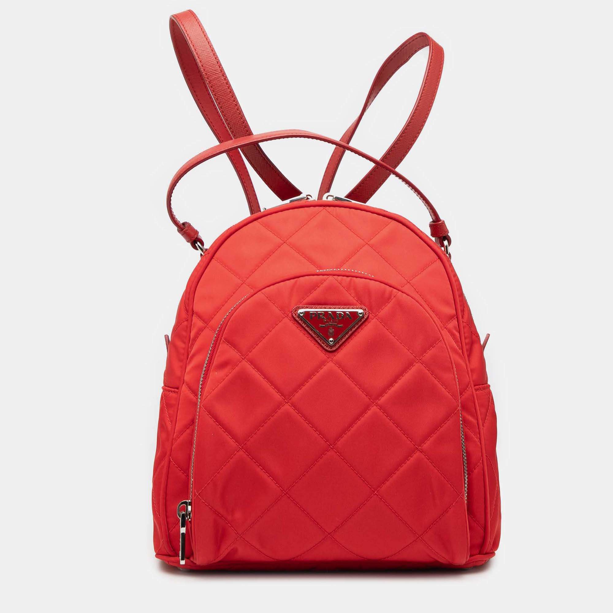 Pre Owned Prada Impuntu Tessuto Backpack