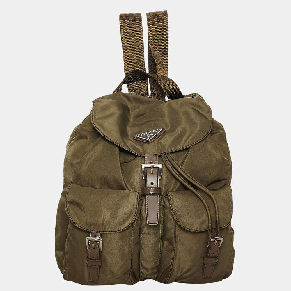 Prada Green Tessuto Drawstring Backpack