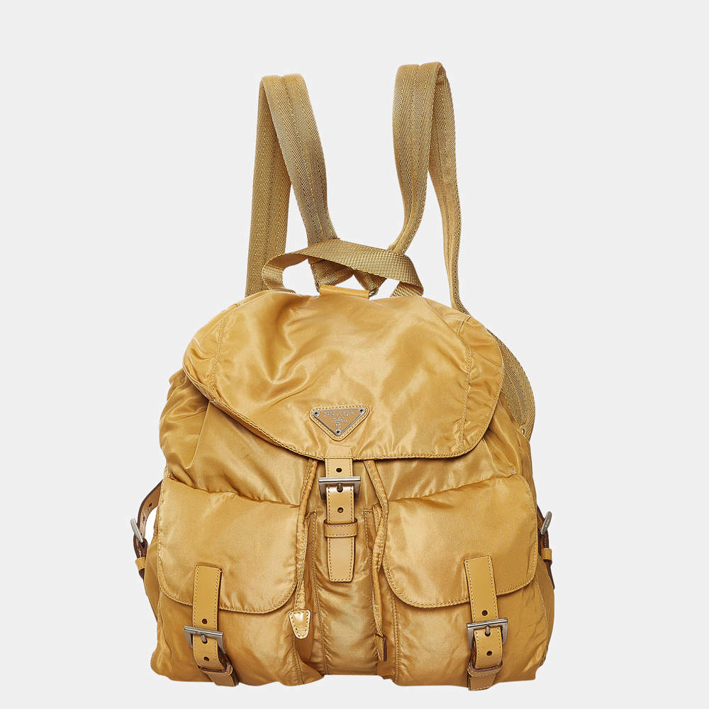 Prada Beige/Brown Tessuto Drawstring Backpack