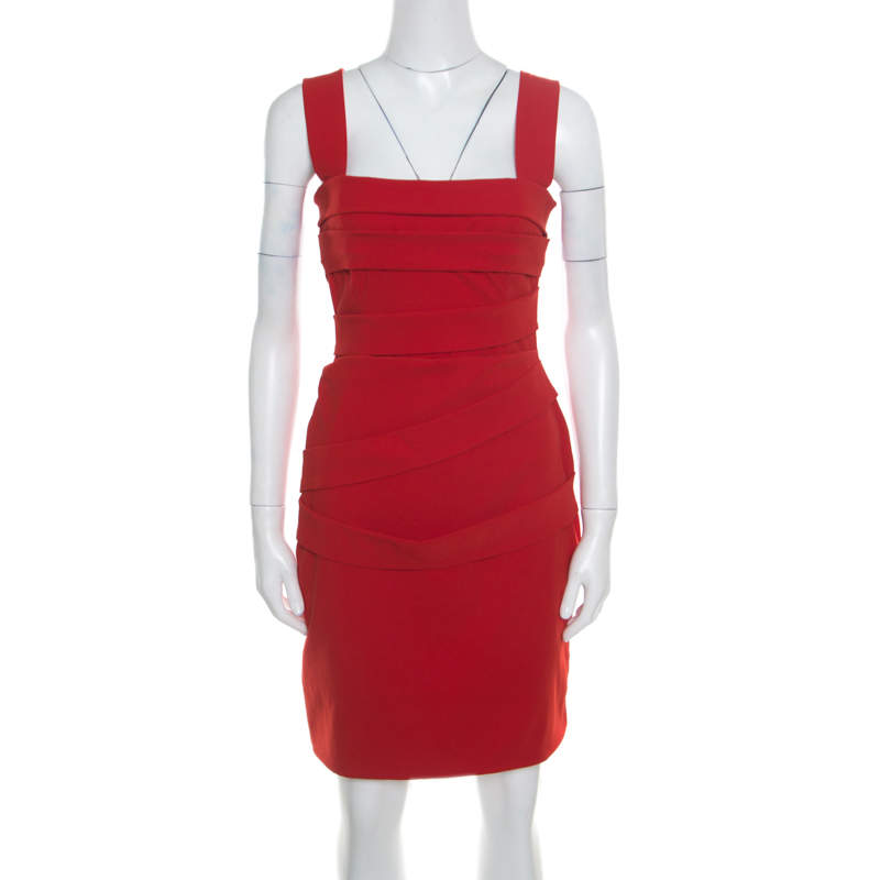 Preen by Thornton Bregazzi Ruby Red Asymmetric Bandage Detail Dew Bodycon Dress L