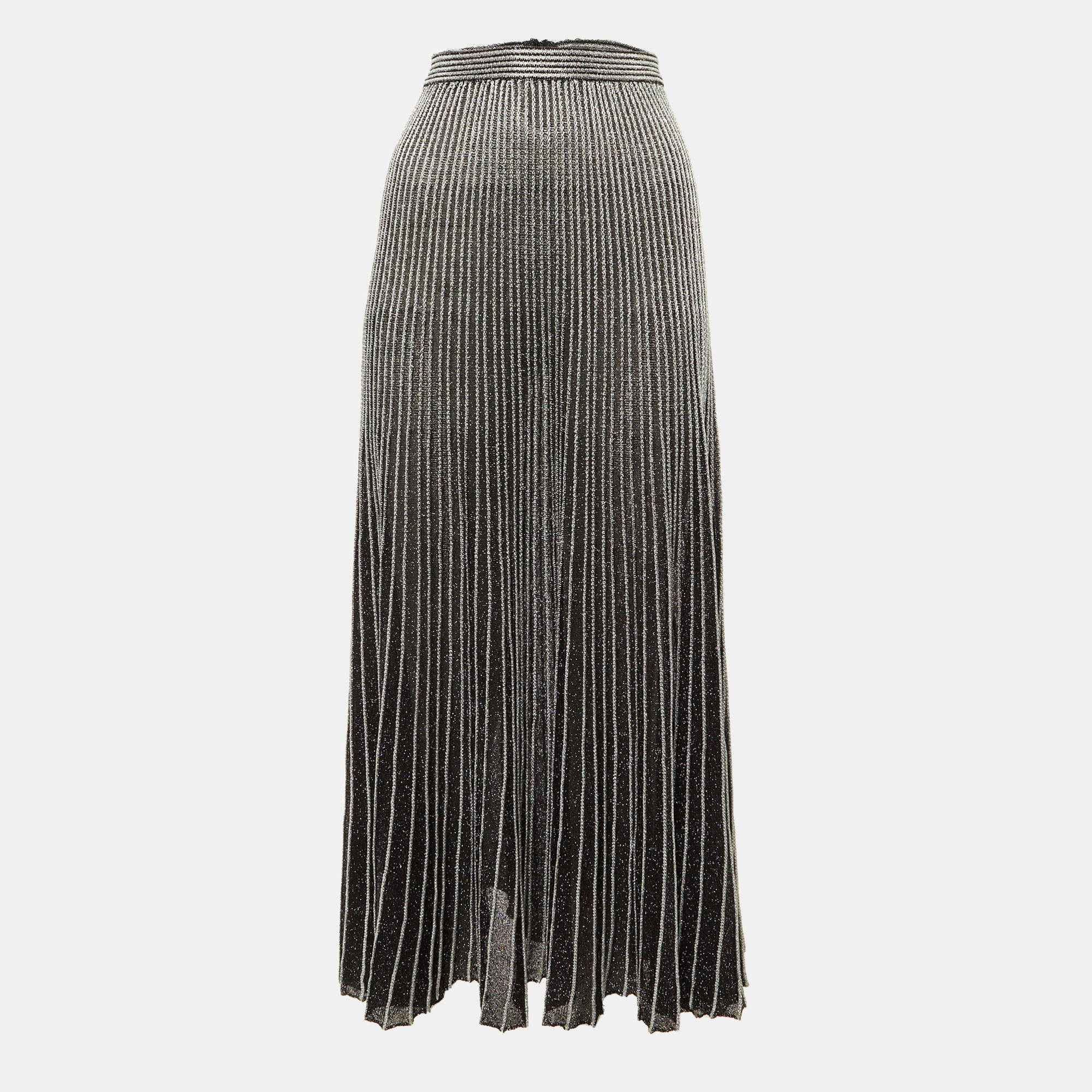 Pre Owned Proenza Schouler Black /Sliver Lurex Knit Sheer Maxi Skirt XS