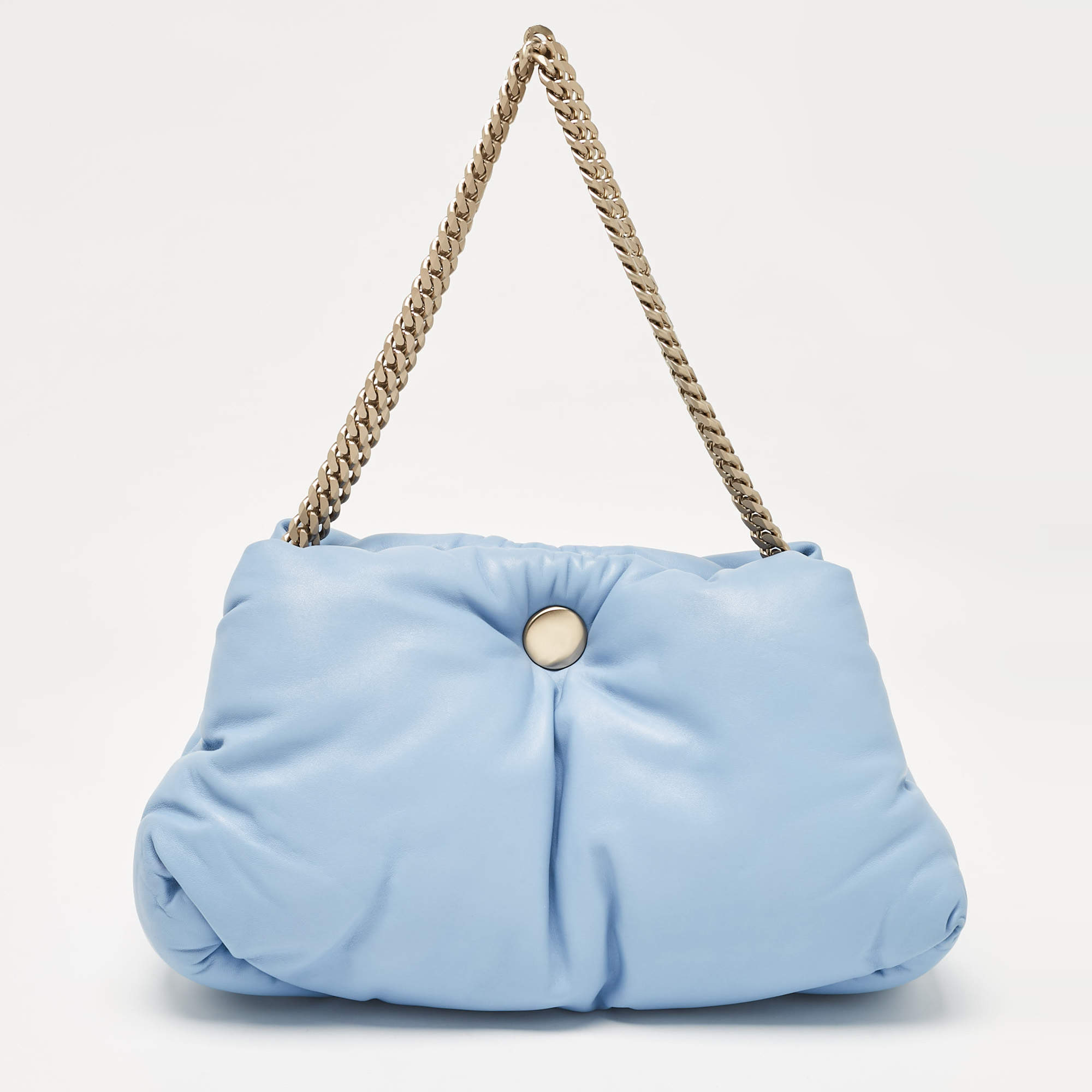 Pre Owned Proenza Schouler Light Blue Leather Puffy Tobo Chain Bag