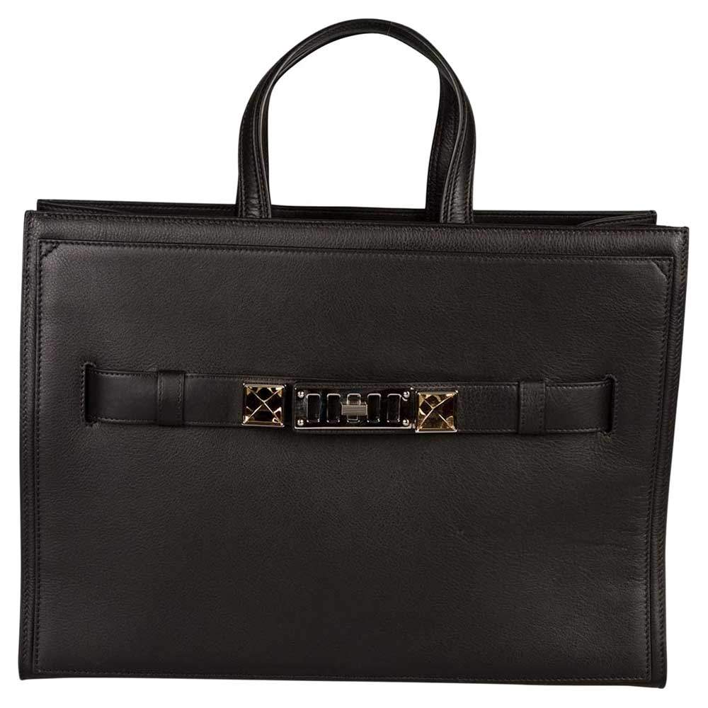 Pre Owned Proenza Schouler Black Leather Large PSII Wide Tote