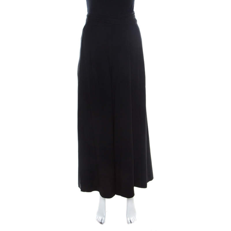 Pre Owned Proenza Schouler Black Crepe Waist Tie Detail Wide Leg Trousers M 