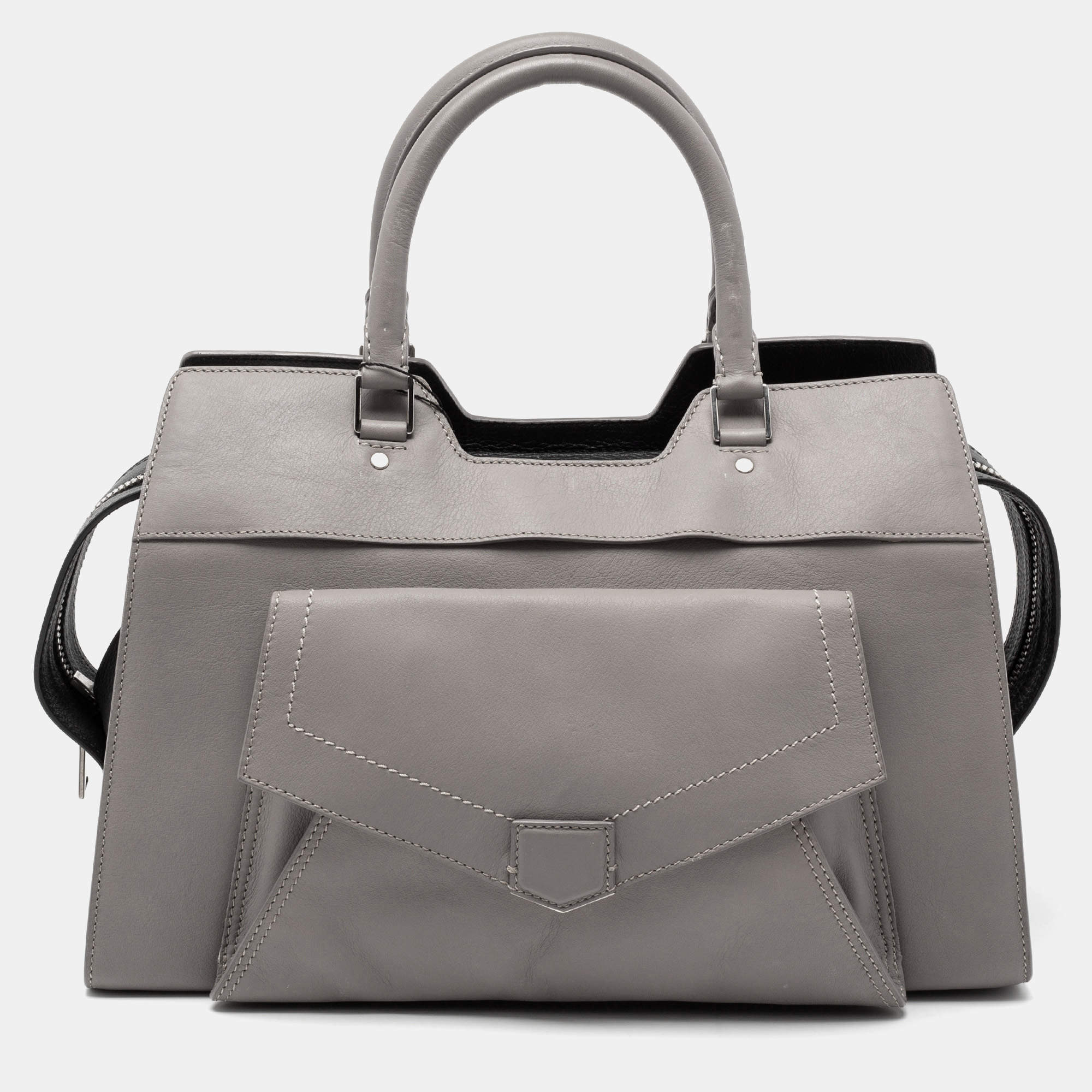Pre Owned Proenza Schouler Grey Leather Small PS13 Satchel