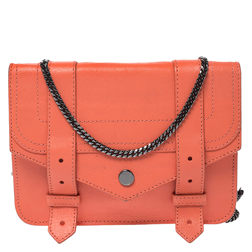 Pre Owned Proenza Schouler Orange Leather PS1 Wallet On Chain