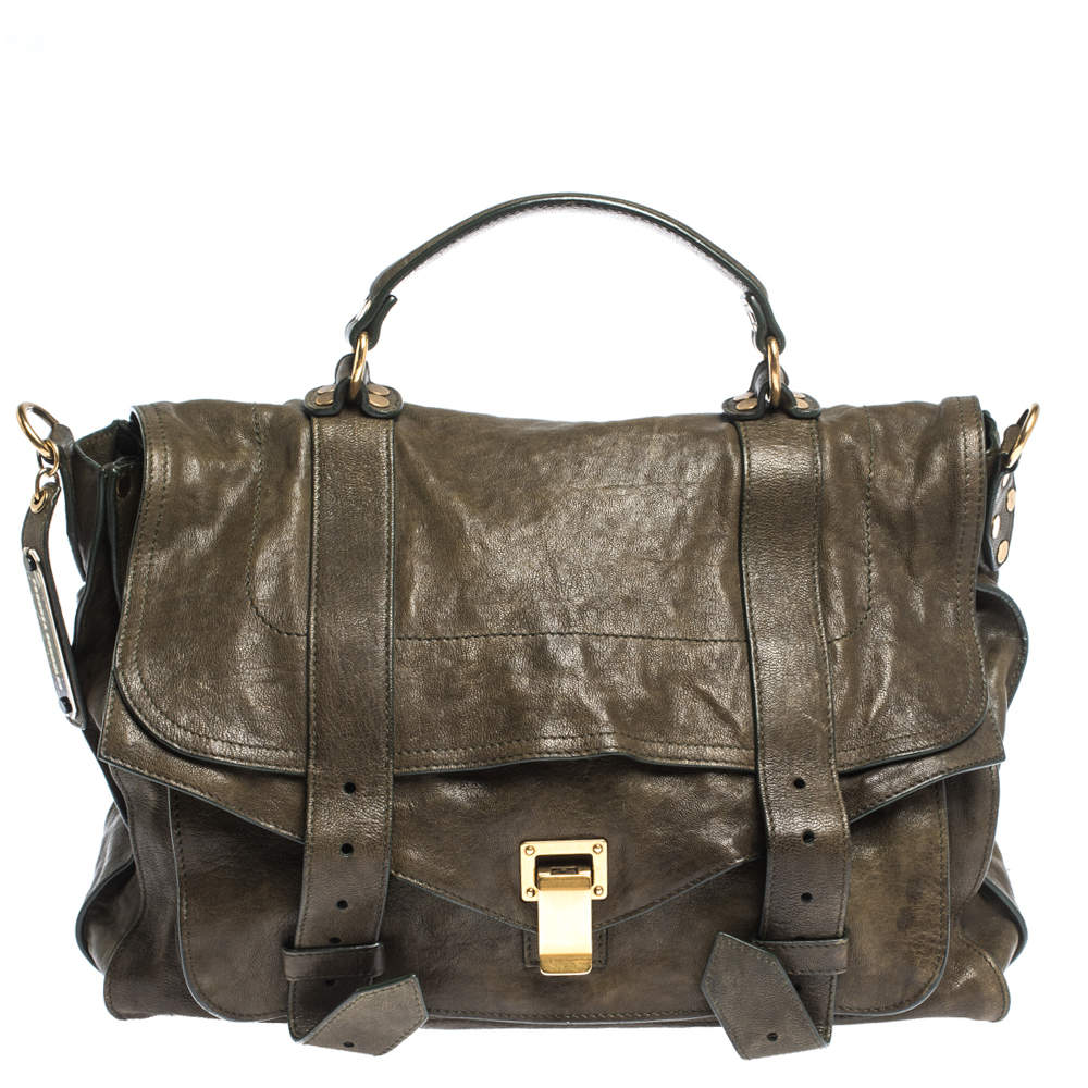 Proenza Schouler Seaweed Green Leather PS1 Top Handle Bag