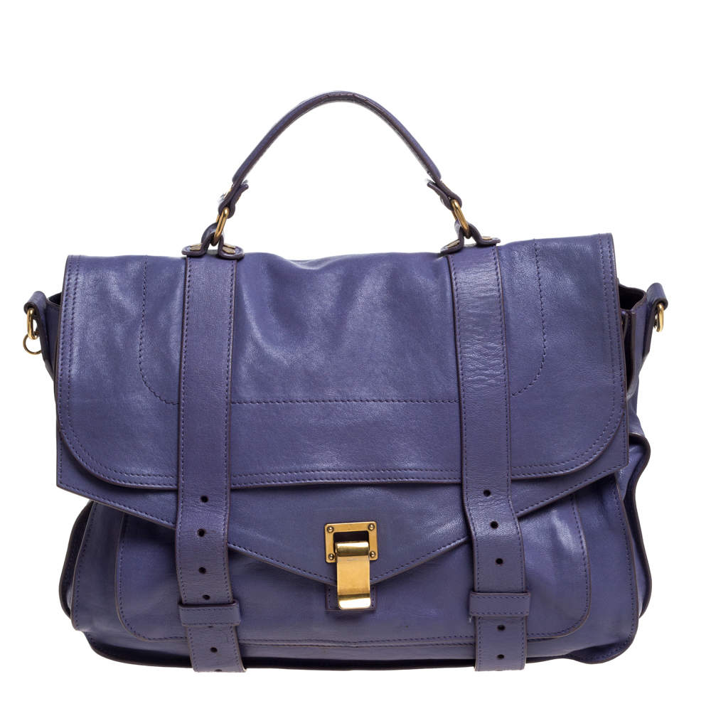 Proenza Schouler Purple Leather Large PS1 Top Handle Bag