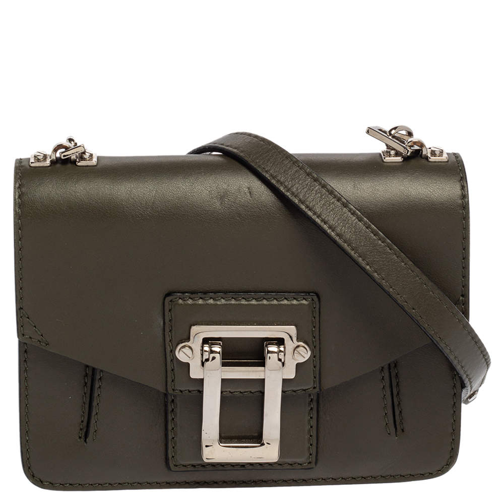 Proenza Schouler Green Leather Hava Chain Crossbody Bag