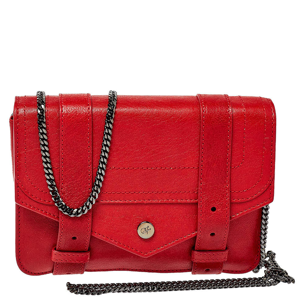 Proenza Schouler Red Leather PS1 Wallet On Chain