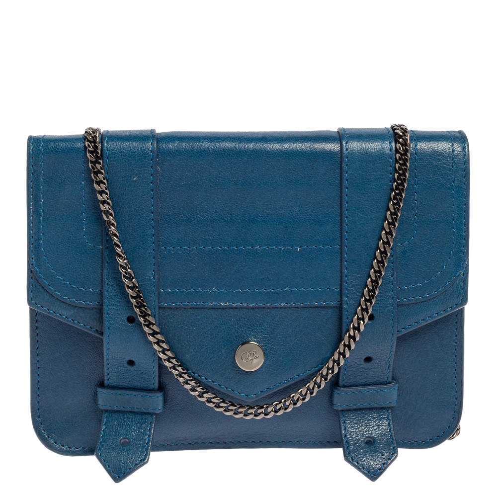 Pre Owned Proenza Schouler Blue Leather PS1 Crossbody Bag