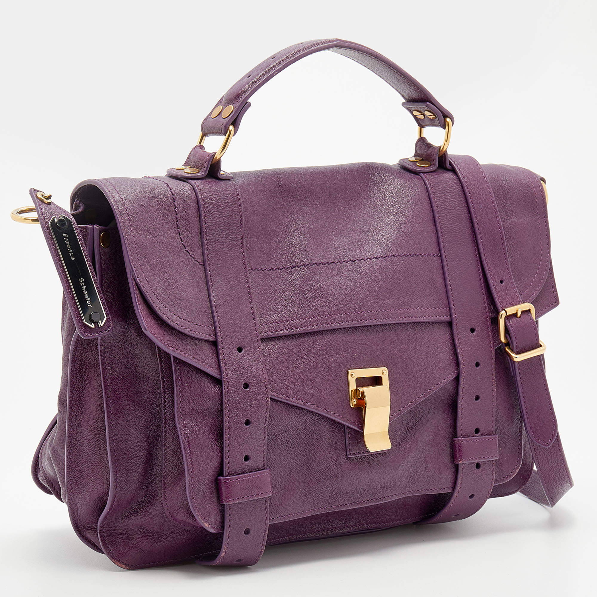 Proenza Schouler Purple Leather Medium PS1 Top Handle Bag Proenza Schouler TLC