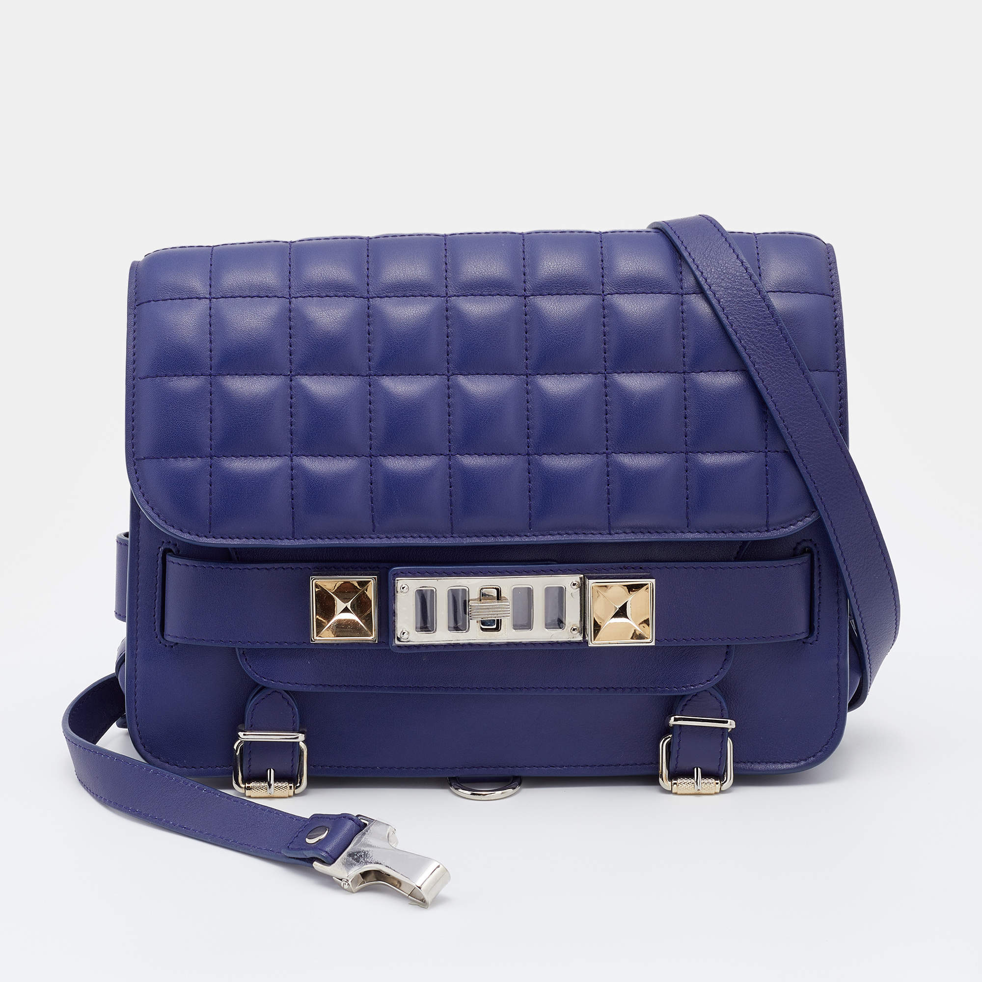 Pre Owned Proenza Schouler Blue Quilted Leather BG 111th Anniversary PS11 Shoulder Bag
