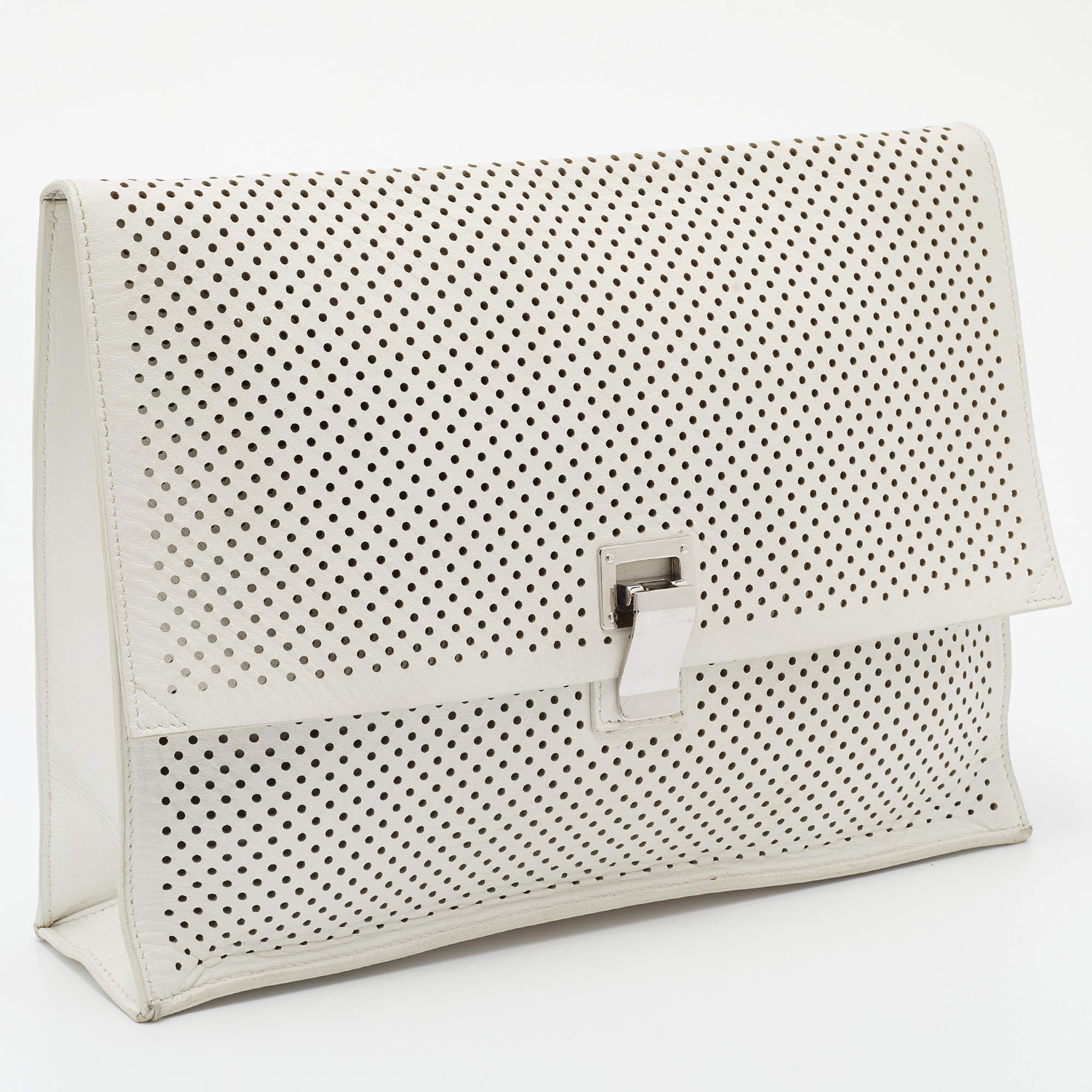 Proenza Schouler White Perforated Leather Lunch Clutch