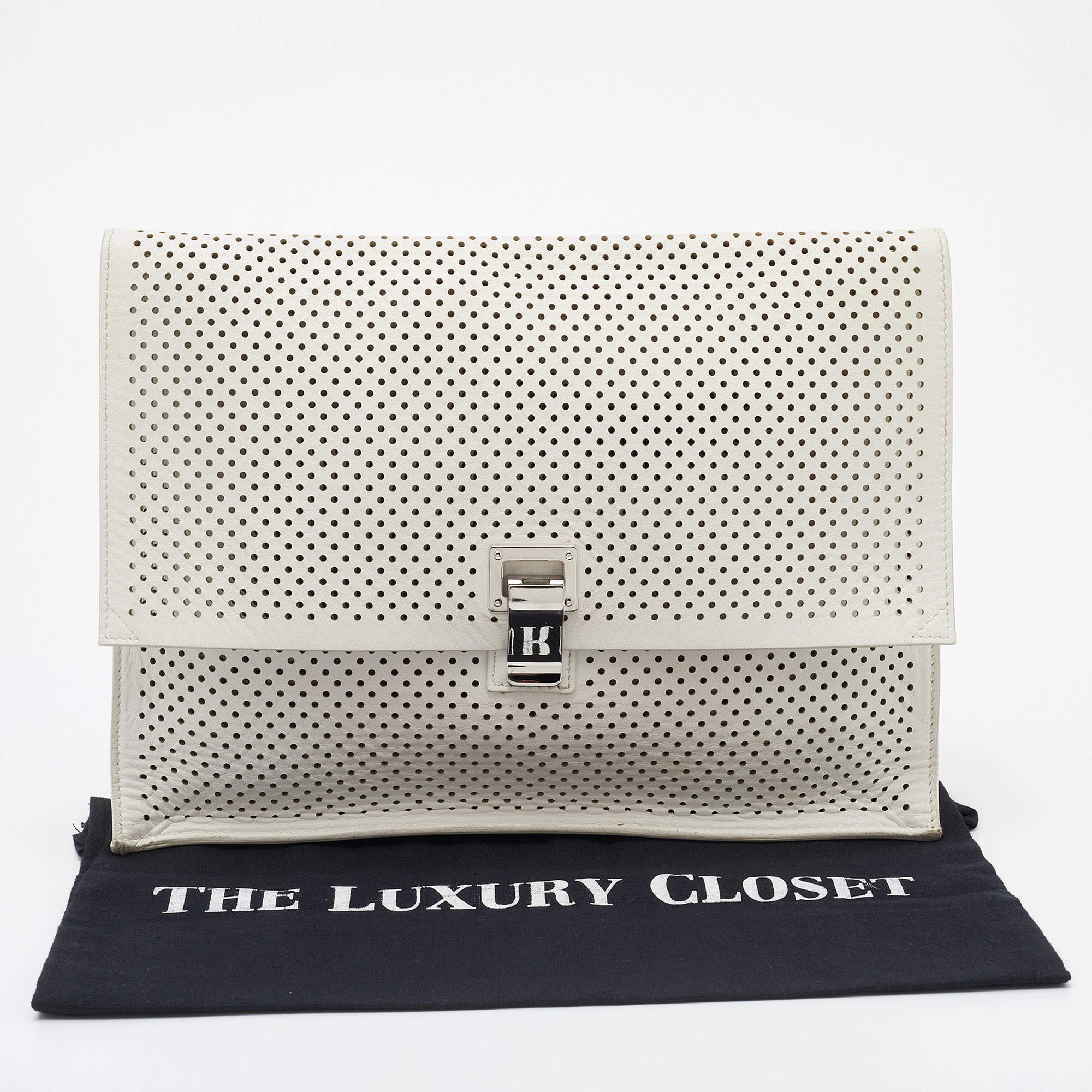 Proenza Schouler White Perforated Leather Lunch Clutch