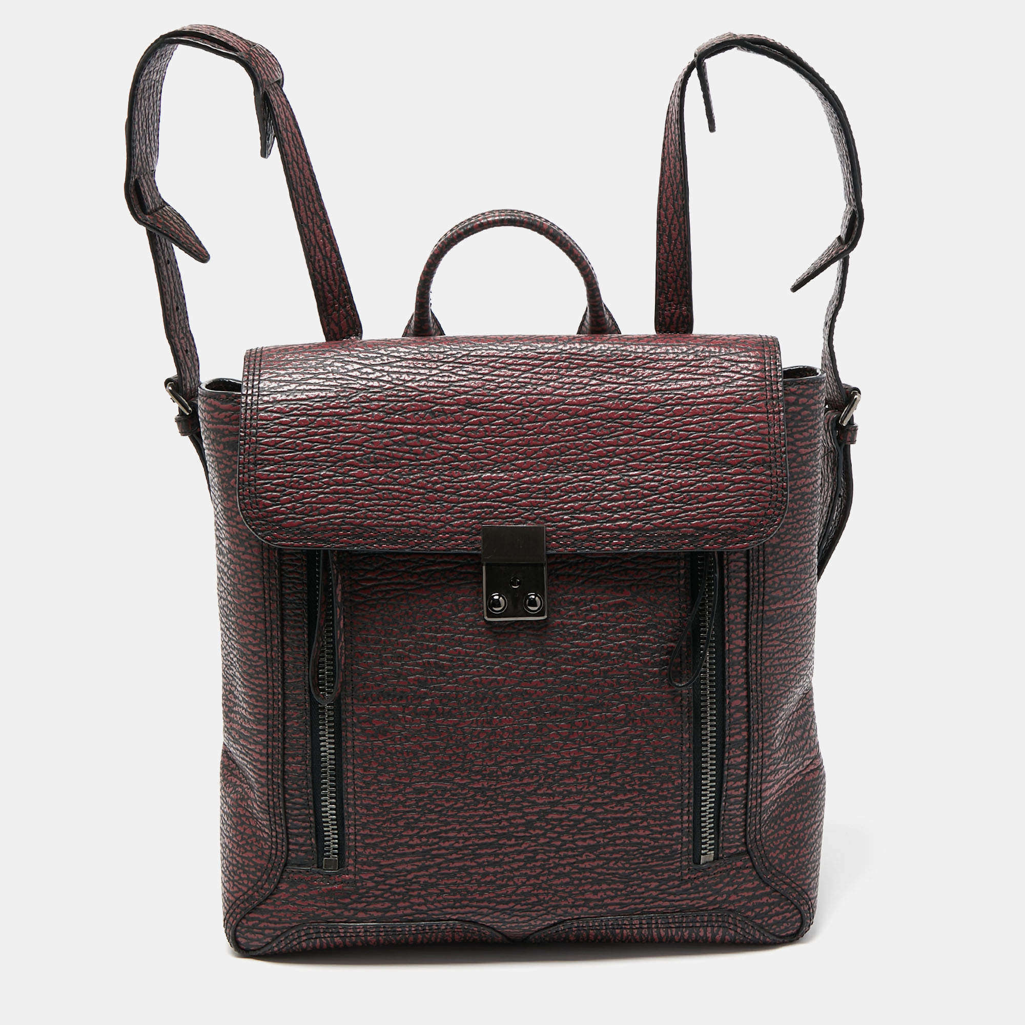 مملوكة مسبقًا 3.1 Phillip Lim Burgundy/Black Textured Leather Pashli Backpack