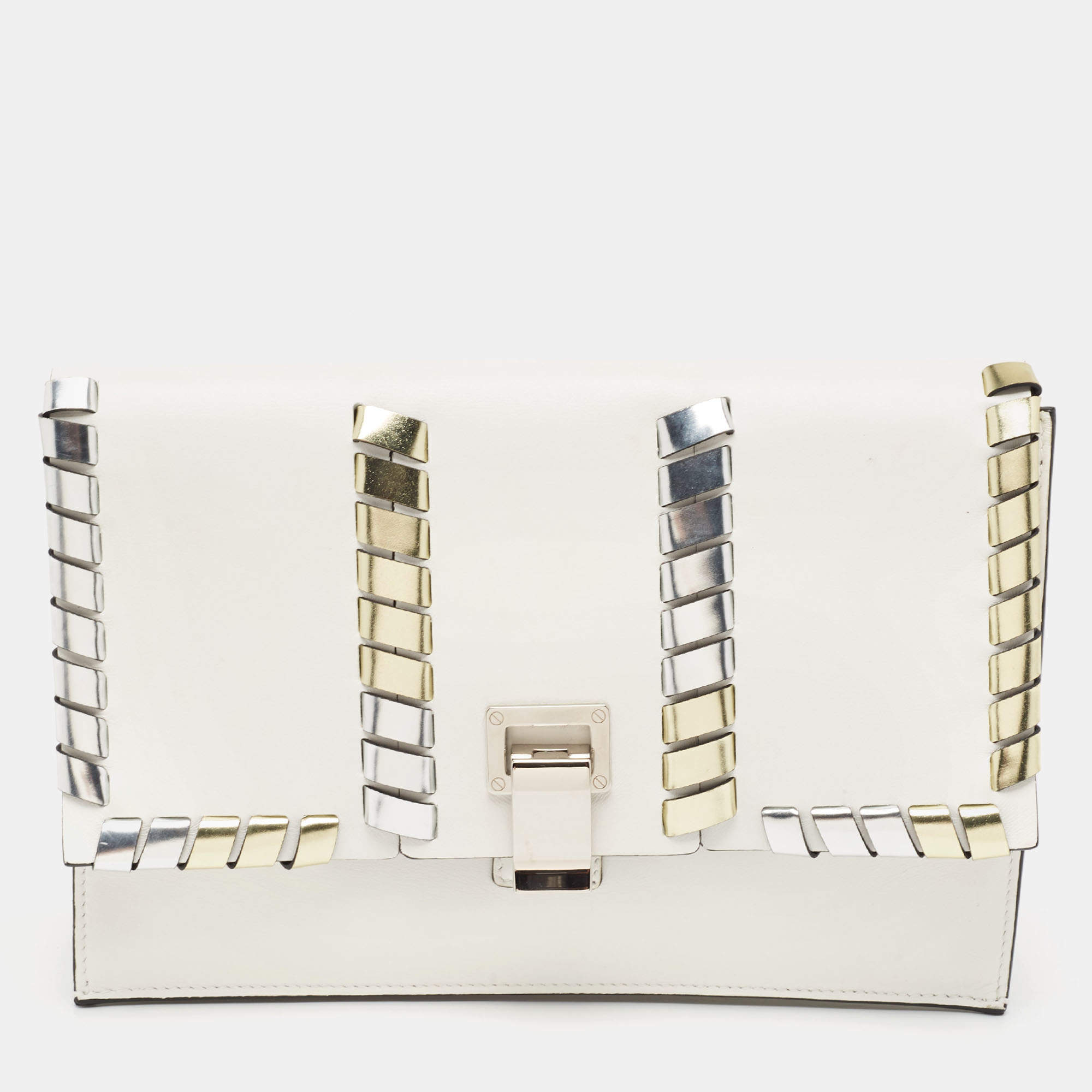 Proenza Schouler White/Metallic Leather Clutch